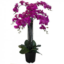 Orkide i potte, 8 stængler, 110cm, kunstig blomst