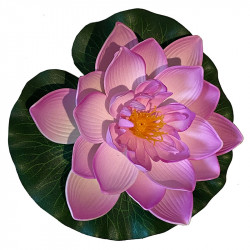 Lotus blomst på blad, 16cm, kunstig blomst
