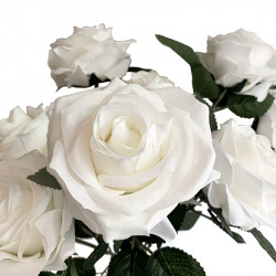 Rosen buket, 10 roser, creme, 42cm, kunstig blomst