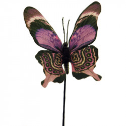 Sommerfugl på stilk, lilla, H20cm, kunstig sommerfugl