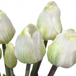 Tulipanbuket, 47cm med 7 blomster Hvid, kunstig blomst