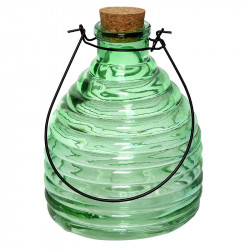 Hvepsefanger i glas m metalophæng og korkprop, grøn, 17cm