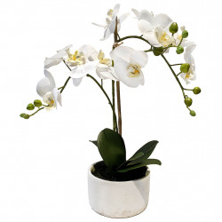 Orkide i cementpotte, 50cm, kunstig blomst