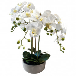 Orkide i cementpotte, 60cm, kunstig blomst
