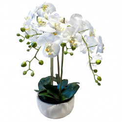 Orkide i cementpotte, 57cm, kunstig blomst