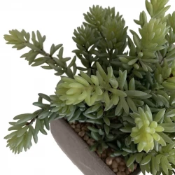 Sukkulent i firkantet grå krukke, 23cm, kunstig plante