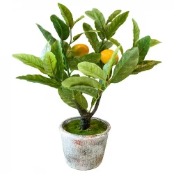 Citrontræ i terracotta krukke, 45cm,kunstig plante