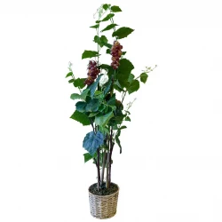 Vinplante m vindruer, flettet potte, 120 cm, kunstig plante