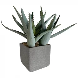 Sukkulent agave firkantet grå krukke, 17cm, kunstig plante