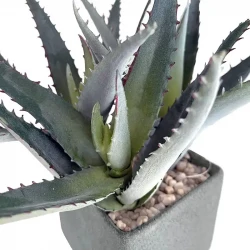 Sukkulent agave firkantet grå krukke, 17cm, kunstig plante