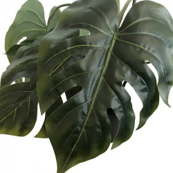 Monstera plante i sort potte, 60cm, 8 blade, kunstig plante