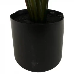 Monstera plante i sort potte, 60cm, 8 blade, kunstig plante