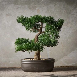 Bonsai træ i brun oval krukke, 32cm, kunstig plante