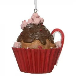 Cupcake m pynt, 9cm, juletræspynt