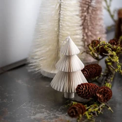 Juletræ i papir m ophæng, hvid,15cm