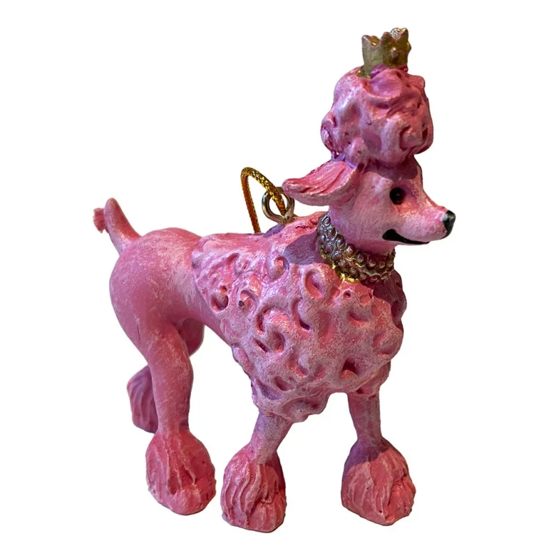 Juletræspynt, puddel hund, lyserød