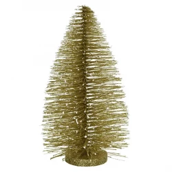 Juletræ, 30cm, guld m glitter, børste, kunstigt træ