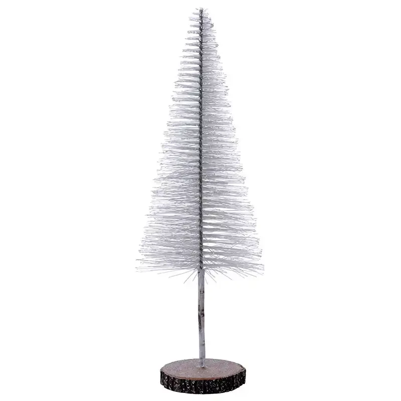 Juletræ, 35cm, lys grå m sne, børste, kunstigt træ