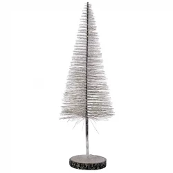 Juletræ, 35cm, kobber m sne, børste, kunstigt træ