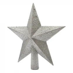 Topstjerne med glimmer, 19cm Sølv