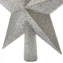 Topstjerne med glimmer, 19cm Sølv