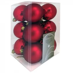 Julekugler, rød, 6cm, 12stk./pakke