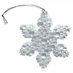Snefnug m glimmer og ophæng, 10cm, kunstig sne