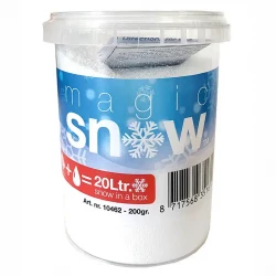 Magisk kunstig sne, pulver blandes m vand bliver til tør sne