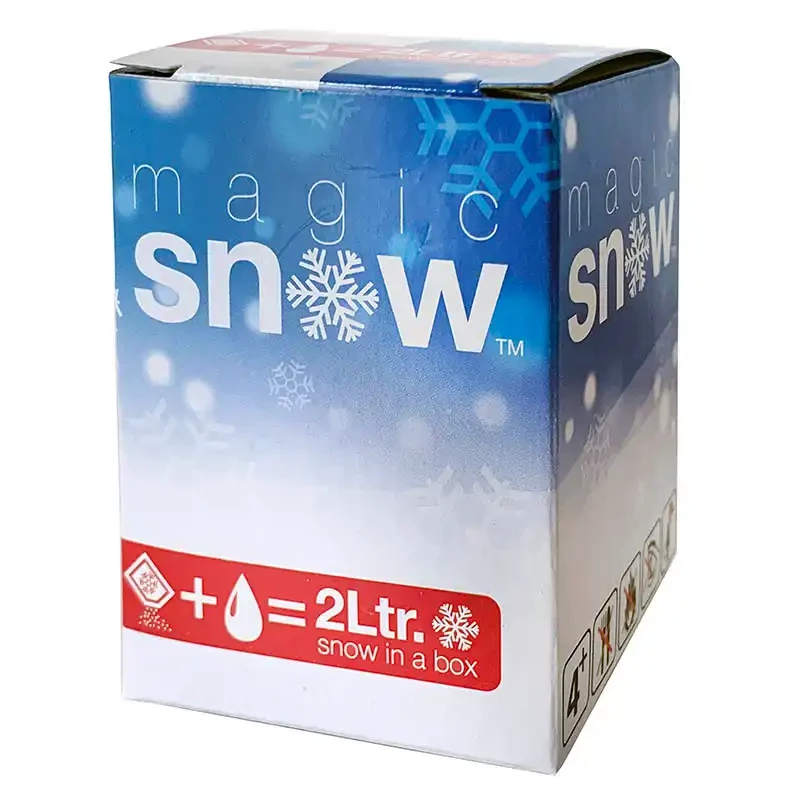 Magisk kunstig sne, pulver blandes m vand bliver til tør sne