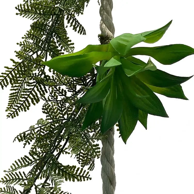 Sukkulent og Bregne på reb ranke, 160cm, kunstig plante