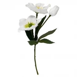 Julerose, Helleborus, hvid, 34cm, kunstig blomst
