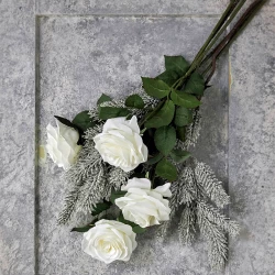 Rose Dijon, hvid, 64cm, kunstig blomst