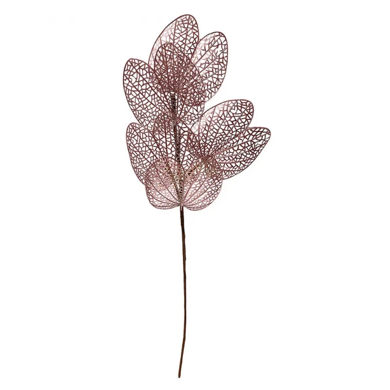 Gren m hulmønstrede blade, lyserød, 76cm, kunstig gren
