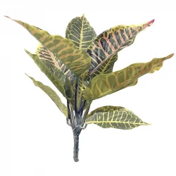 Kroton på stilk, grønne og gule blade, 25cm, kunstig plante