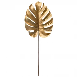 Monstera blad på stilk, 75cm, guld, kunstig blad