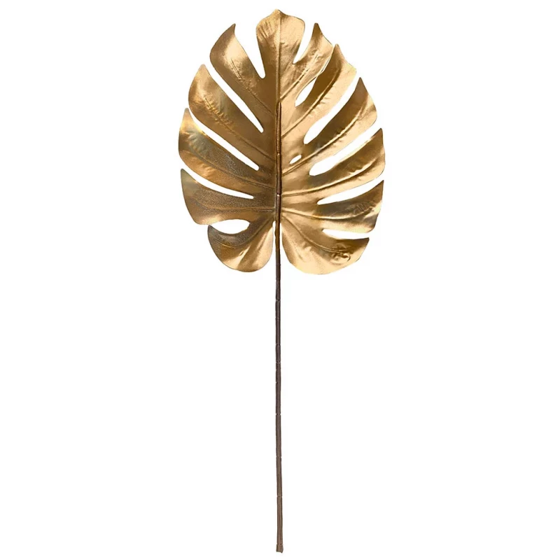 Monstera blad, guld, 75cm, kunstig blad på stilk