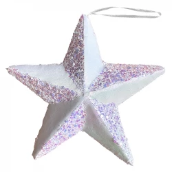 Stjerne i hård skum m ophæng, lilla glans, 22x22cm