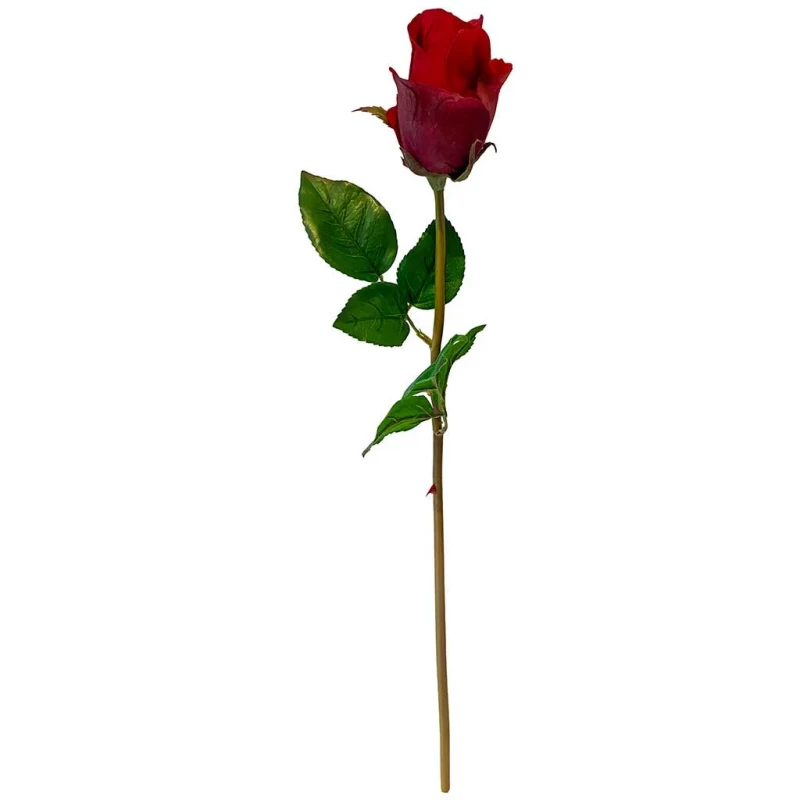 Rød rose på stilk, 58cm, kunstig blomst