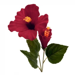 Hibiscus / Hawaii blomst, 74cm, rød, kunstig blomst