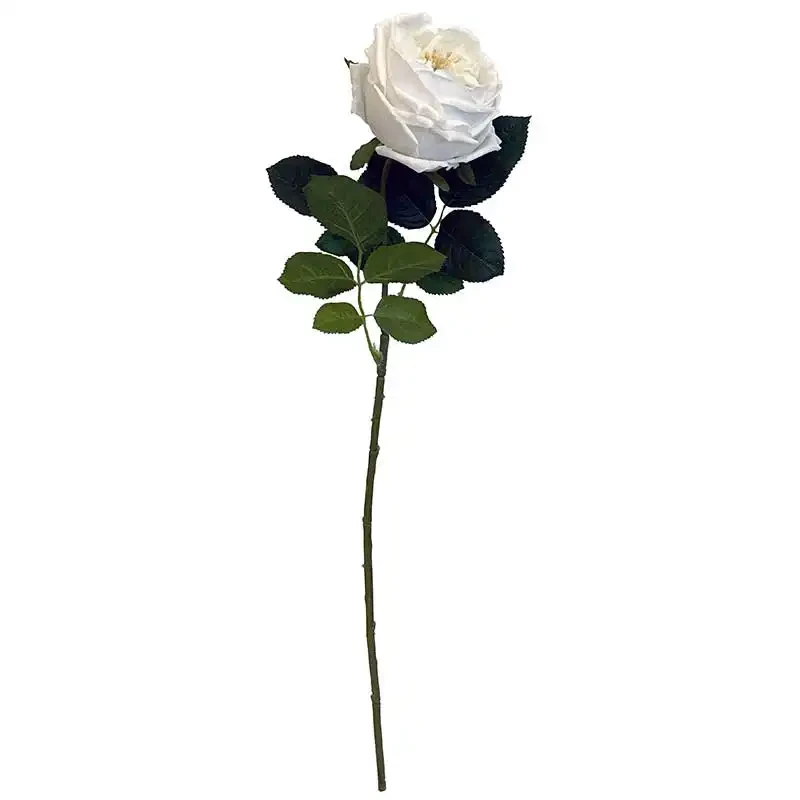 Rose på stilk, hvid, 60cm, kunstig blomst