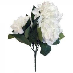 Hortensia buket, 45cm, Hvid, kunstig Blomst