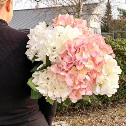 Hortensia buket, 45cm, Hvid, kunstig Blomst