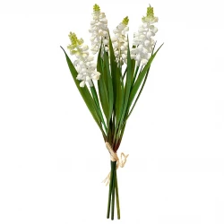 Perlehyacint, 4 stk, hvid, 28 cm, kunstig blomst