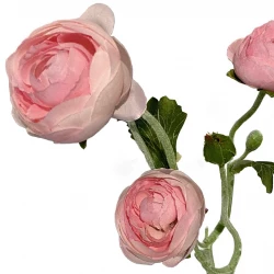 Ranunkel blomst, creme/lyserød, 48cm, kunstig blomst