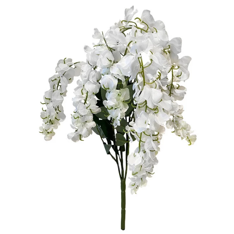 Wisteria, hvid, blåregn buket, 77cm, kunstig blomst