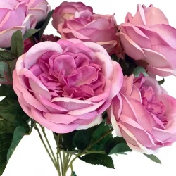Rosen buket, 10 roser, Pink, 42cm, kunstig klomst