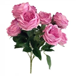 Rosen buket, 10 roser, Pink, 42cm, kunstig klomst