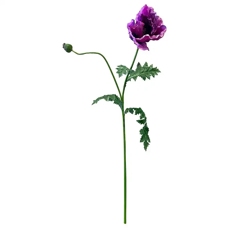 Valmue på stilk, lilla, 100cm, kunstig blomst