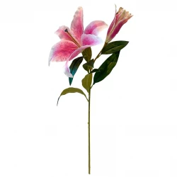 Lilje, pink/hvid, 74cm, kunstig blomst