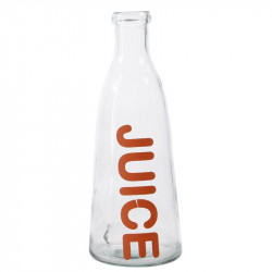 Glasflaske med tekst: JUICE